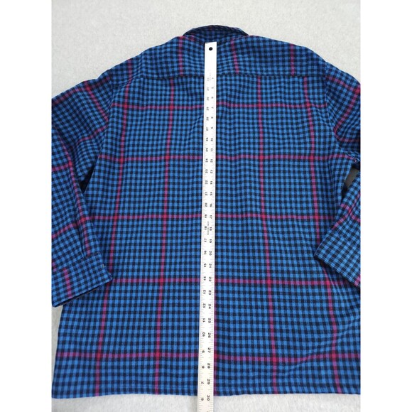 Vintage Backpacker‎ Shirt Mens XL Black Blue Plaid Flannel 90s Grunge Skater - Picture 11 of 15